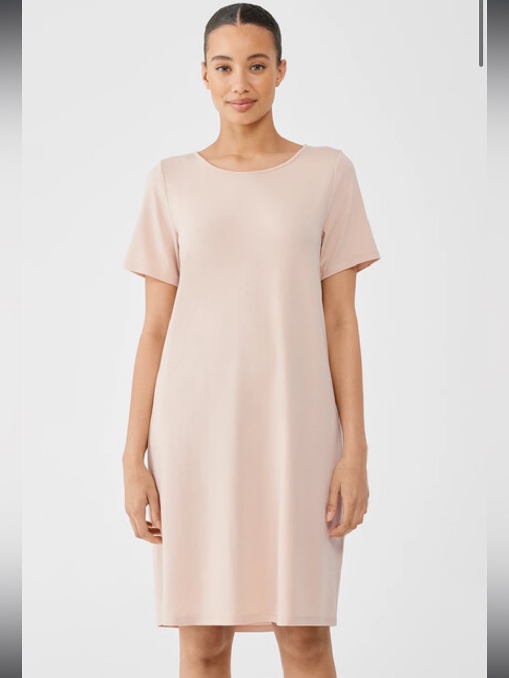Eileen Fisher Stretch Jersey Knit Jewel Neck Dress